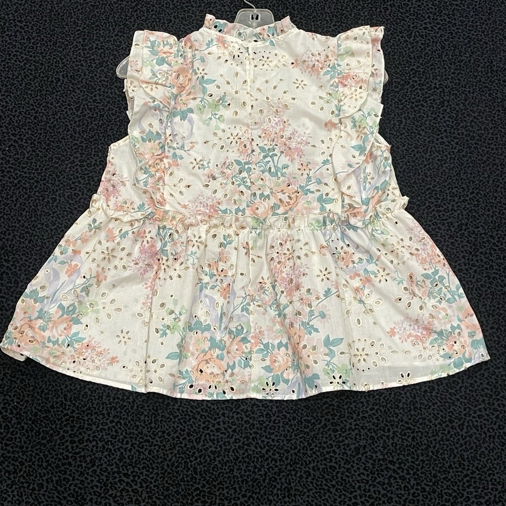 Kim Floral Top Tiered Cottagecore Boho Peasant Medium Ruffles Short Sleeve - Picture 4 of 8